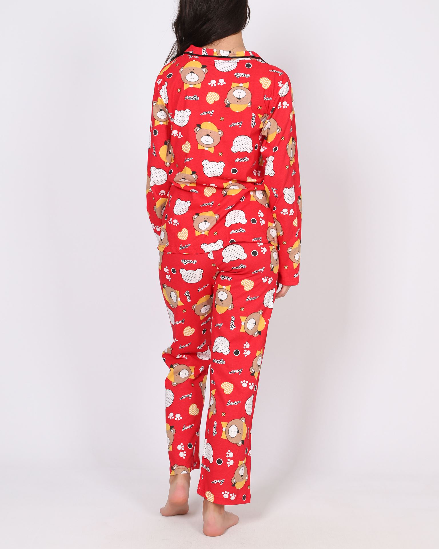 Kırmızı Düğmeli Pijama Takımı PJM1787