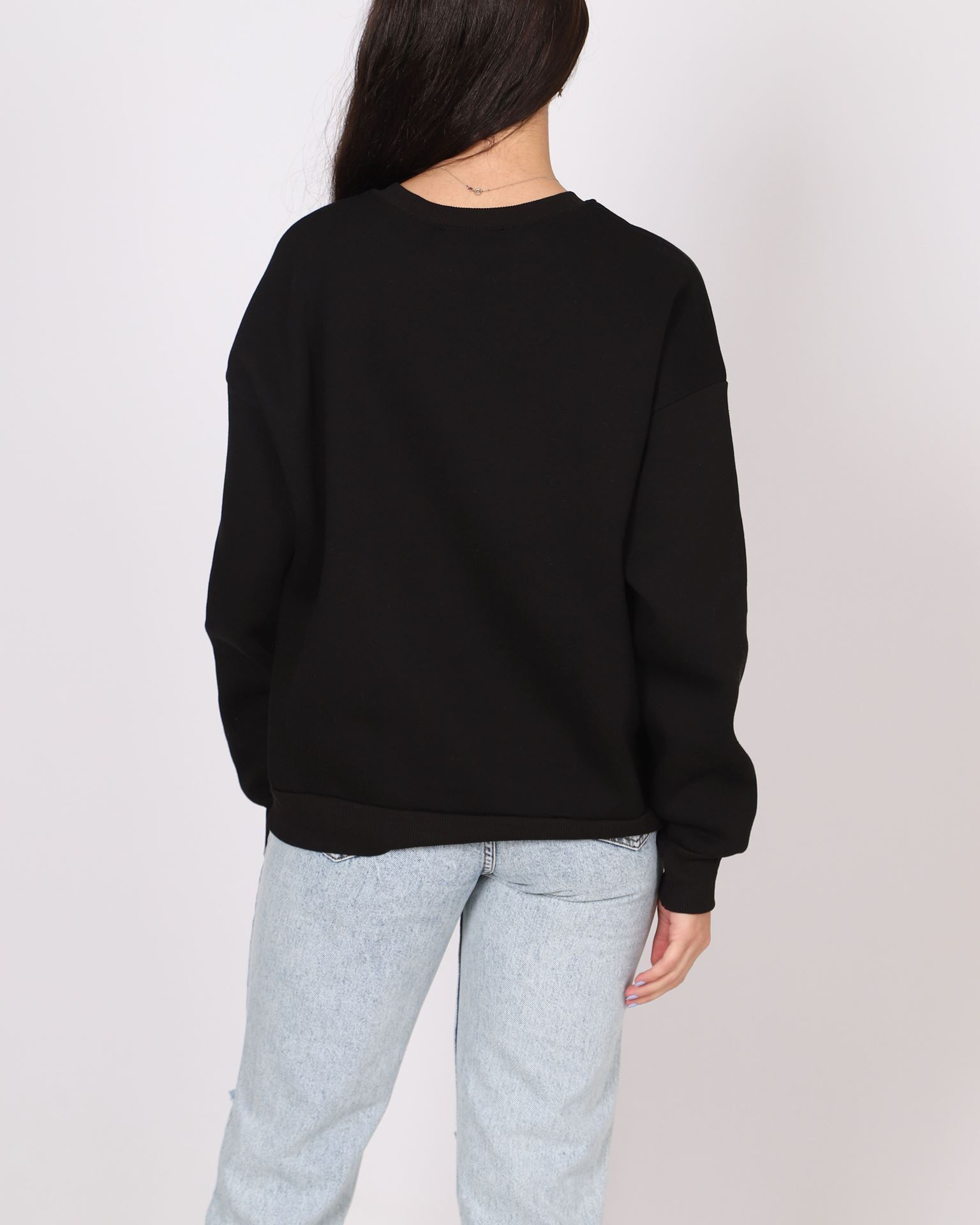 Siyah Üç İplik Şardonlu Sweatshirt SWT1001