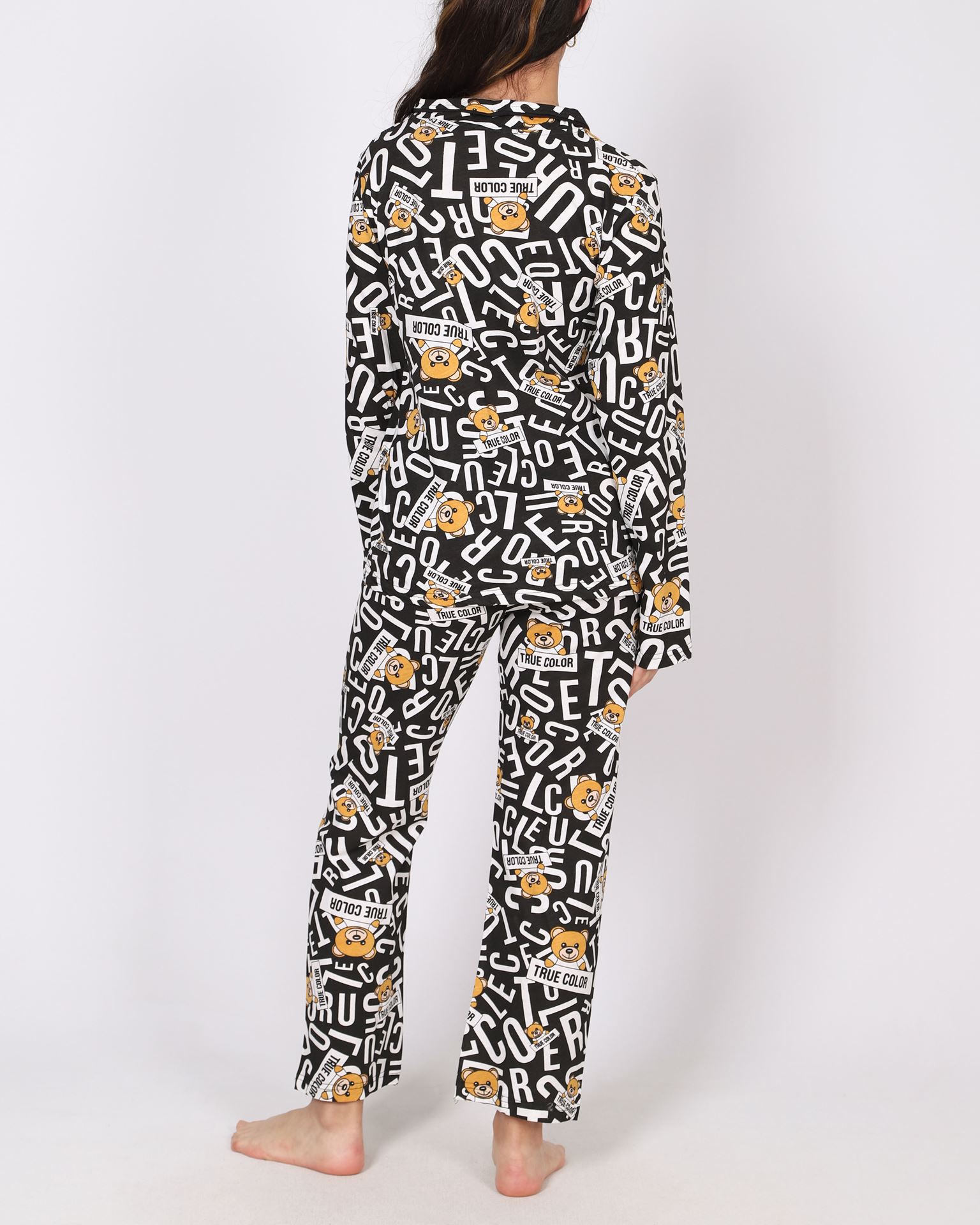 Siyah Düğmeli Pijama Takımı PJM1829