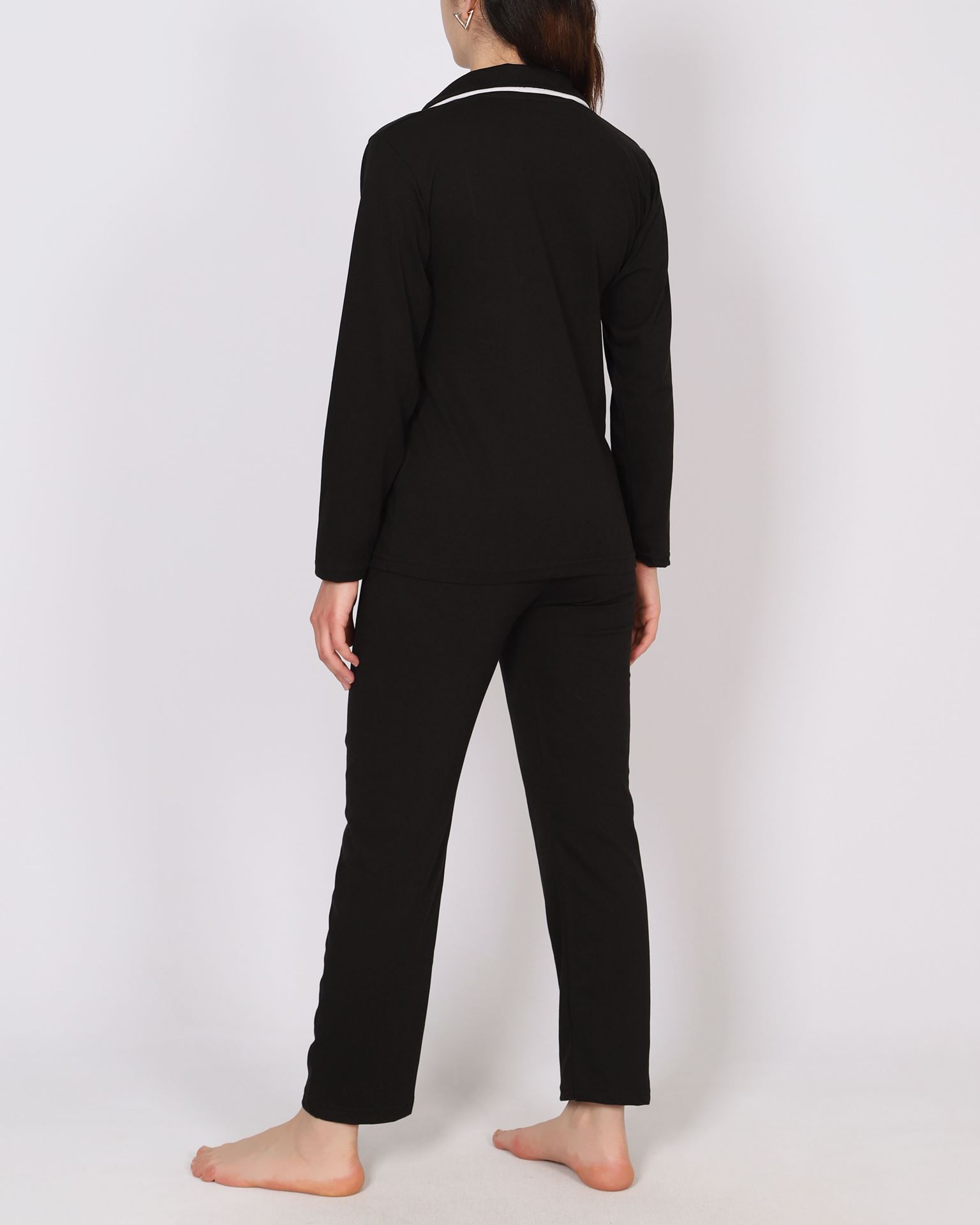 Siyah Düğmeli Pijama Takımı PJM1841