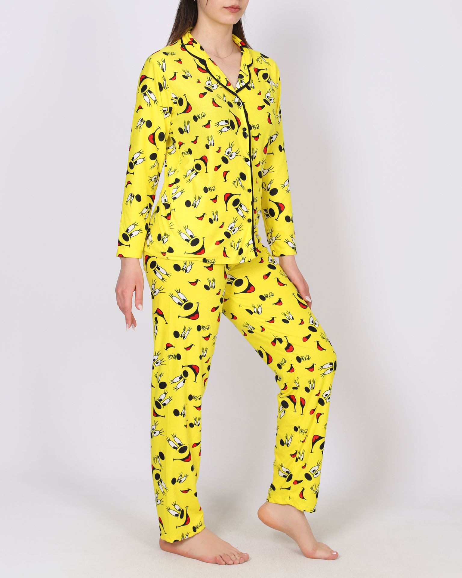 Sarı Süet Pijama Takımı PJM1846