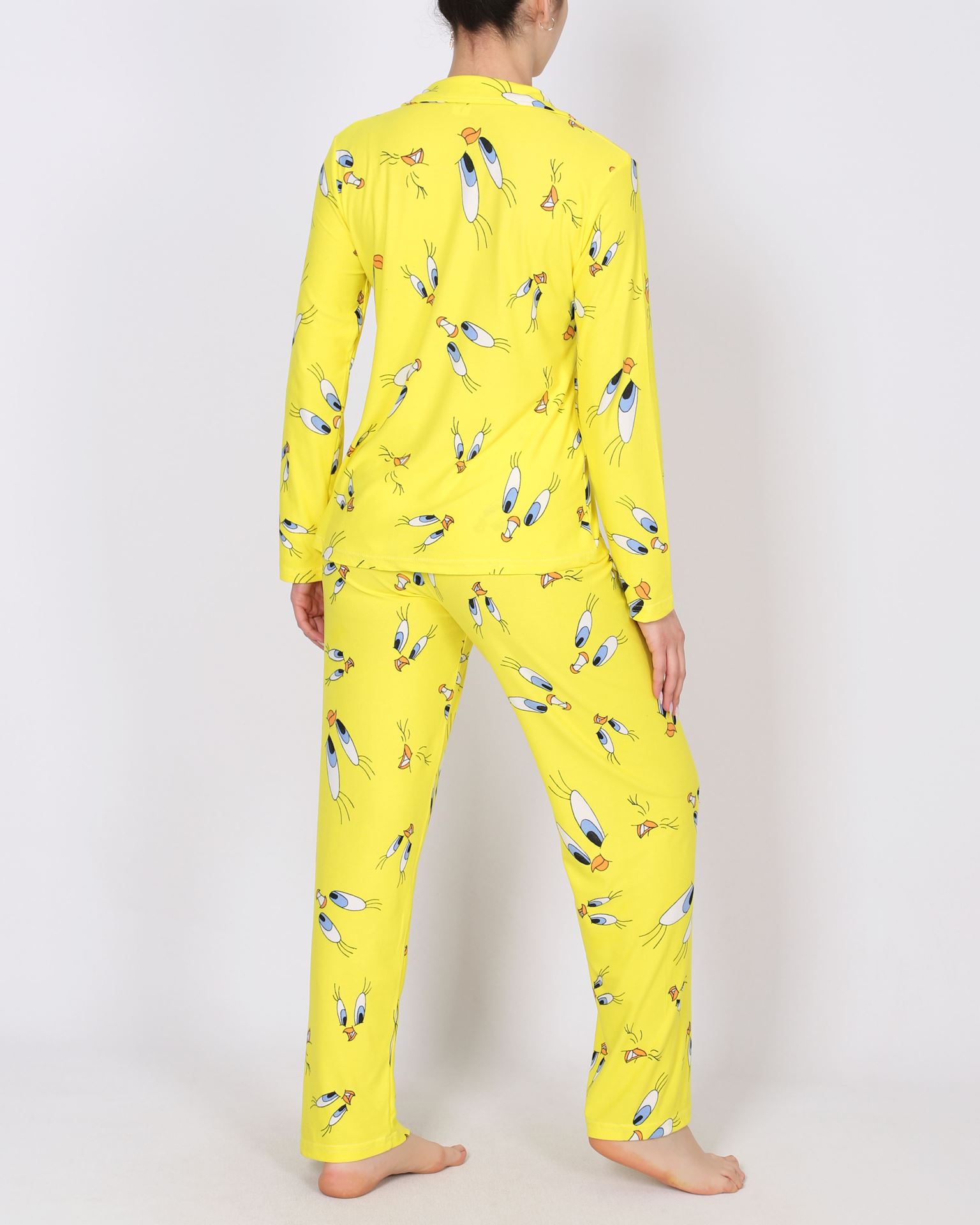 Sarı Süet Düğmeli Pijama Takımı PJM1862