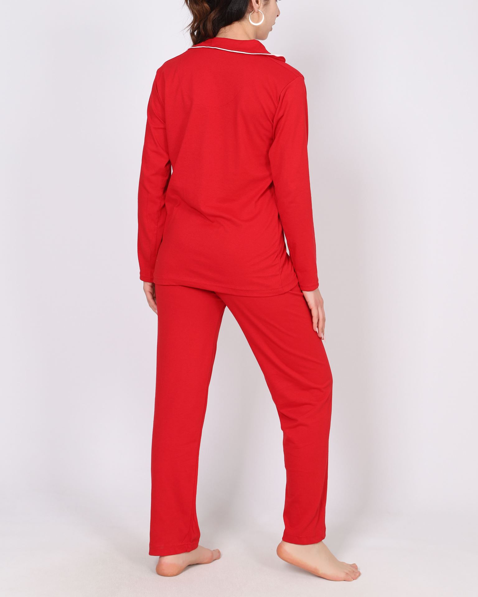 Kırmızı Düğmeli Pijama Takımı PJM1880