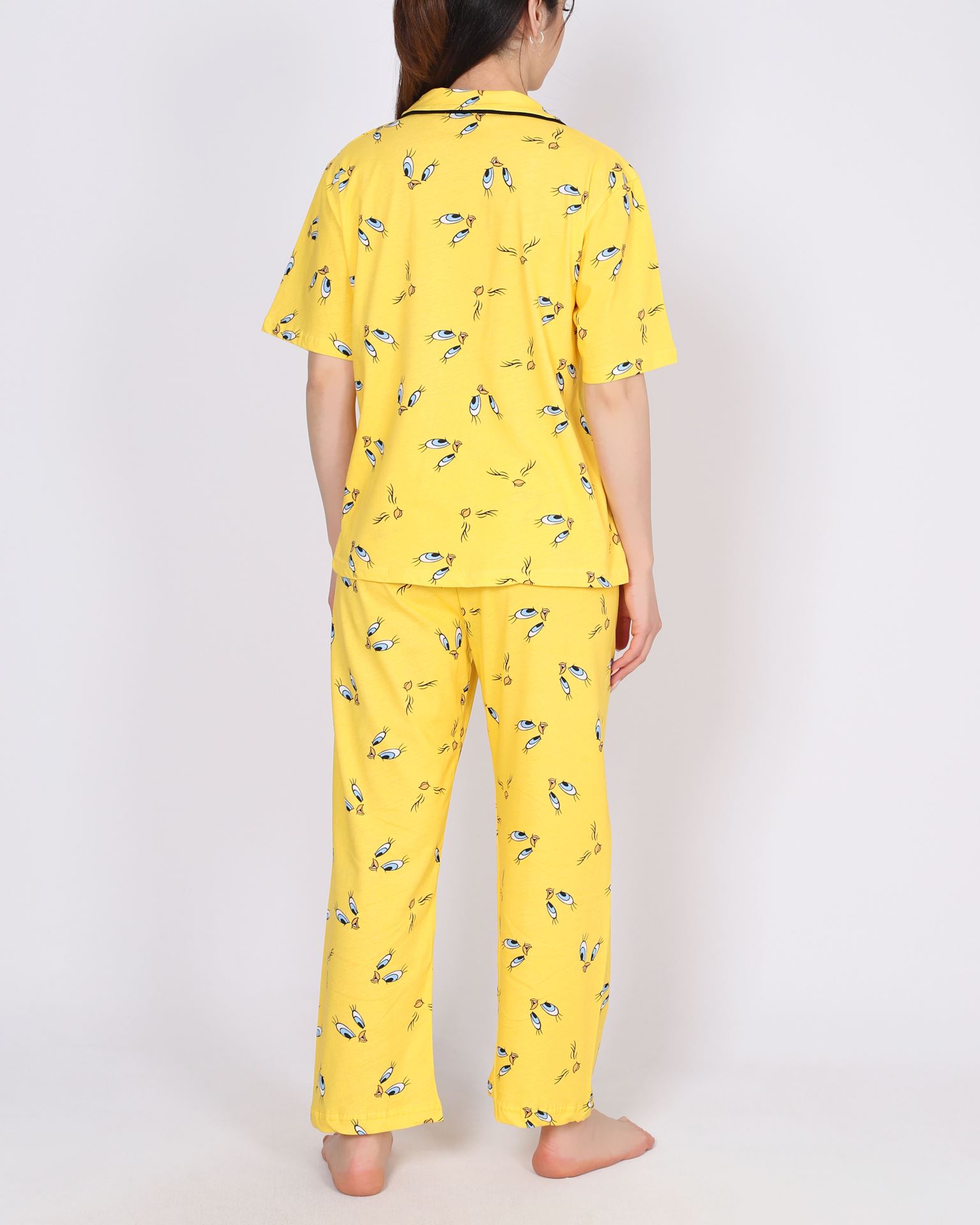 Sarı Düğmeli Kısa Kol Pijama Takımı PJM1899