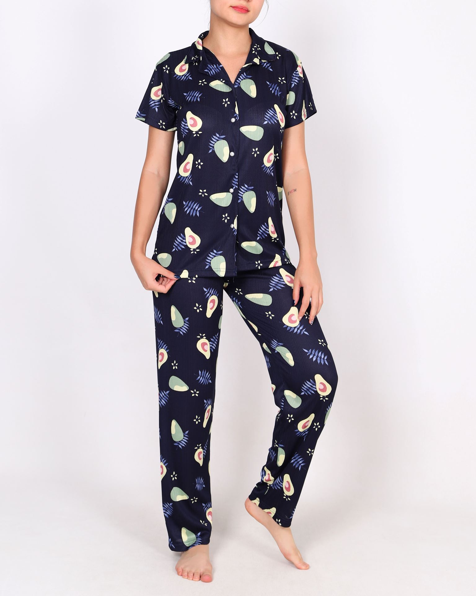 Lacivert Gömlek Yaka Pijama Takımı PJM2044