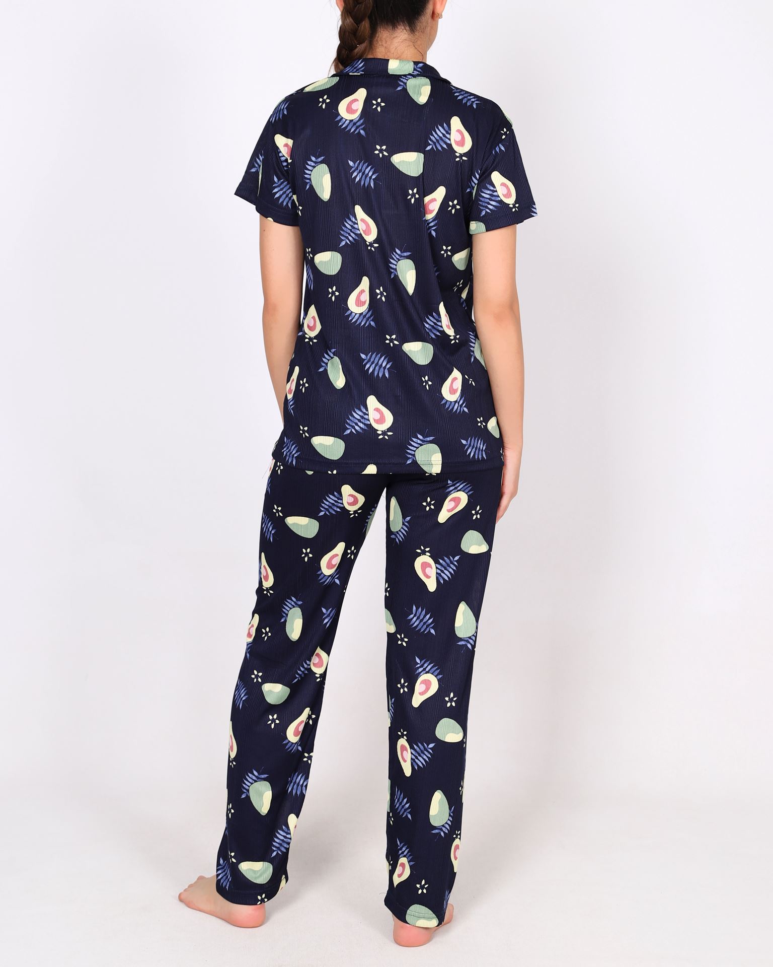 Lacivert Gömlek Yaka Pijama Takımı PJM2044