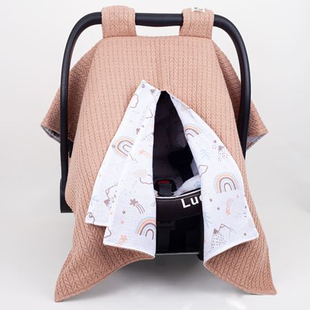 Kışlık Puset Örtüsü ve Minderi Gökkuşağı Desen BEC002