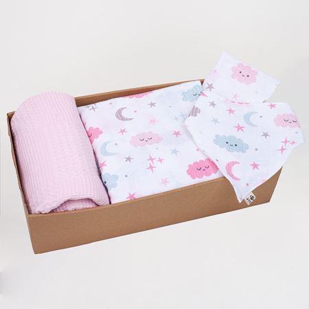 Hoşgeldin Bebek Seti 6 Parça Pembe Bulut Desen (Waffle Pike) BEC142