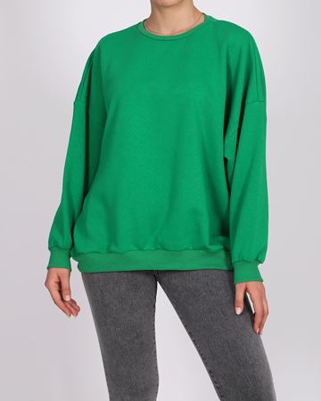 Yeşil Bisiklet Yaka Oversize Sweat SWT740