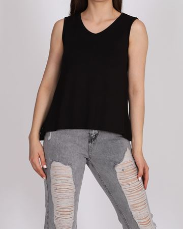 Siyah V Yaka Arkası Yırtmaçlı Bluz BLZ268