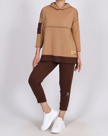 Bej Kapüşonlu İkili Takım TKM2092