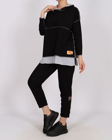 Siyah Kapüşonlu İkili Takım TKM2079