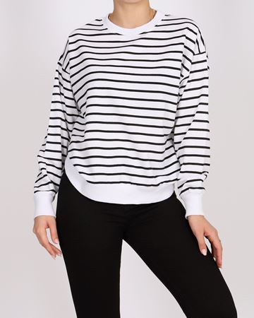 Siyah Çizgili Bisiklet Yaka Sweat SWT779