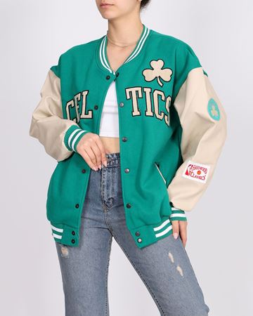 Yeşil Deri Garnili Kolej Ceket CKT388