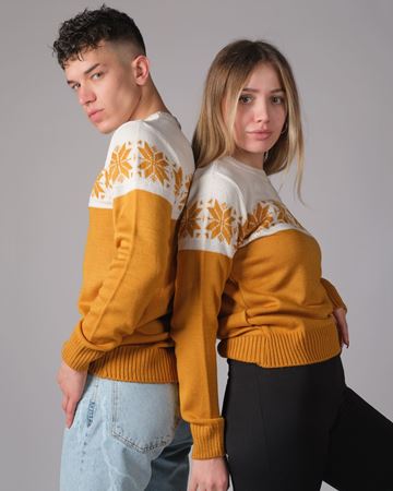  Hardal Nakışlı Triko Sevgili Kombini SVG381