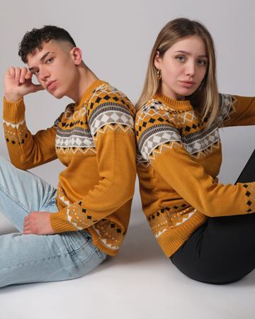  Hardal Desenli Triko Sevgili Kombini SVG389