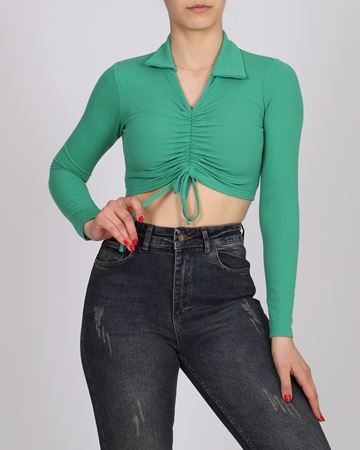 Yeşil Önü Büzgülü Bluz BLZ300