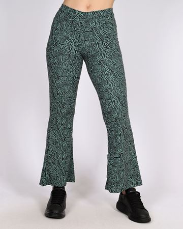 Yeşil İspanyol Paça Desenli Tayt TYT278