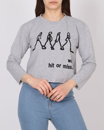 Gri Baskılı Sweat SWT929