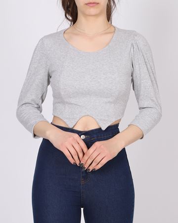 Gri Balon Kol Bluz BLZ329
