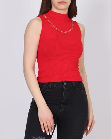 Kırmızı Kolye Tasarımlı Bluz BLZ343