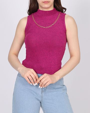 Mürdüm Kolye Tasarımlı Bluz BLZ349