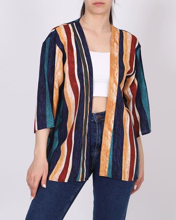 Renkli Desenli Dokuma Viskon Kimono CKT441