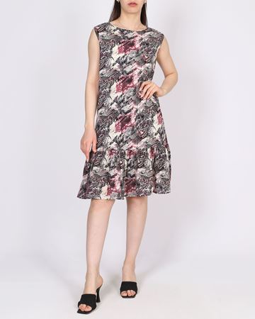 Desenli Eteği Fırfırlı Elbise ELB1006