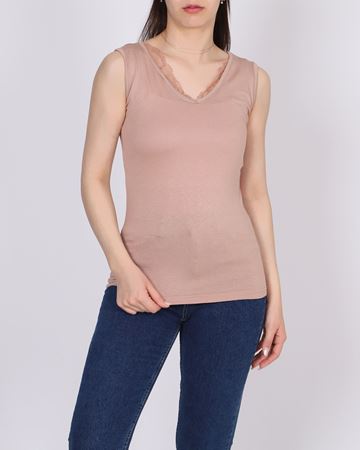 Bisküvi V Yaka Dantelli Bluz BLZ380