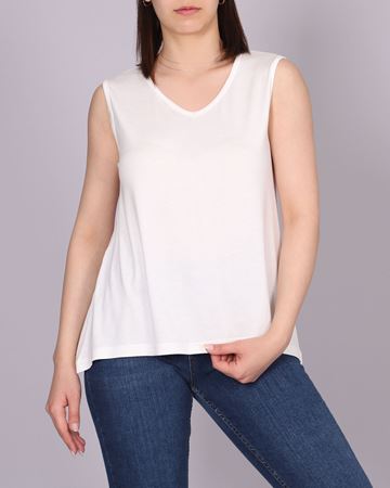 Ekru V Yaka Arkası Yırtmaçlı Bluz BLZ464