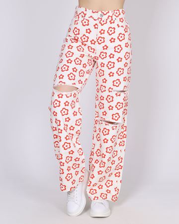 Desenli Yırtık Palazzo Pantolon PNT691