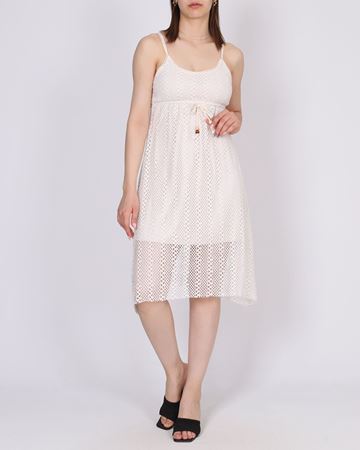Krem Askılı Dantelli Elbise ELB1029