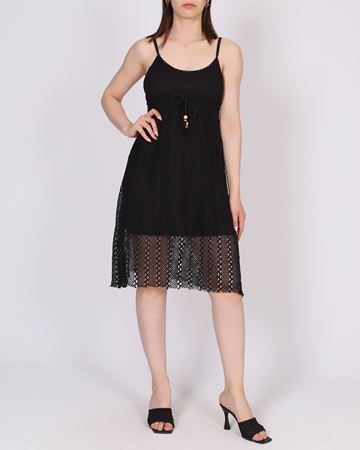 Siyah Askılı Dantelli Elbise ELB1030