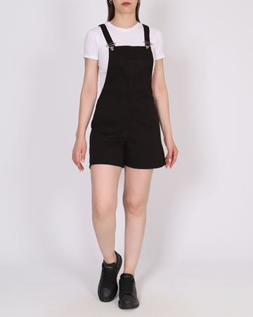 Siyah Askılı Kot Şort Salopet SLP156