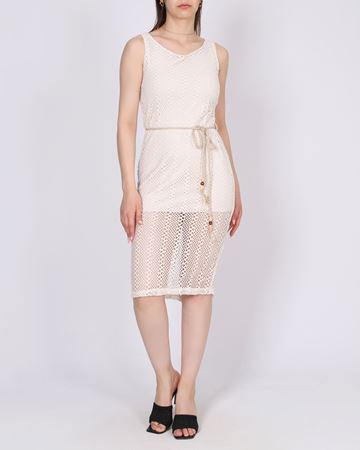 Krem Dantelli Elbise ELB1033