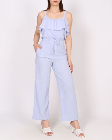 Bebe Mavisi Piliseli Keten Tulum TLM524