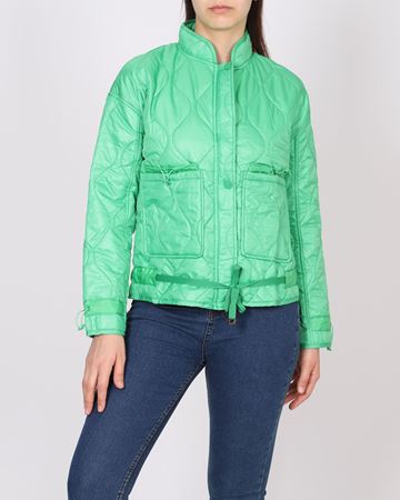 Yeşil Beli Büzgülü Cep Detaylı Mont MNT100