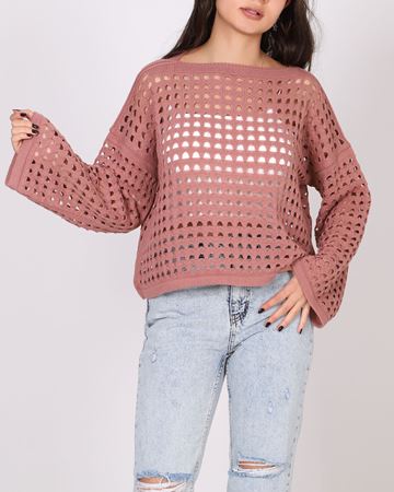 Gül Kurusu Ajurlu Triko Bluz BLZ473