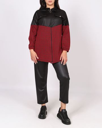 Kırmızı Kazayağı Garnili Parlak Krep İkili Takım TKM2595