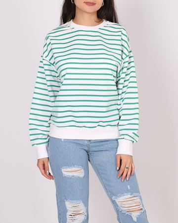 Yeşil Çizgili Bisiklet Yaka Sweat SWT763