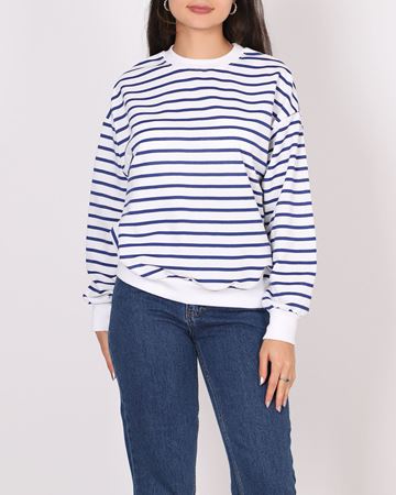 Mavi Çizgili Bisiklet Yaka Sweat SWT766