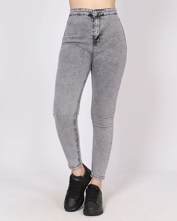 Gri Yüksek Bel Skinny Jean PNT747