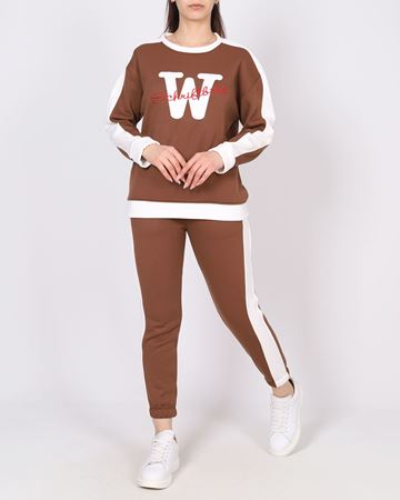 Kahverengi Üç İplik Şardonlu Eşofman Takımı TKM2605