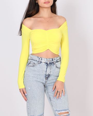 Sarı Önü Büzgülü Bluz BLZ319