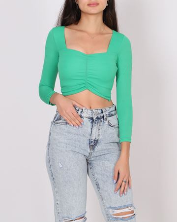 Yeşil Önü Büzgülü Bluz BLZ320