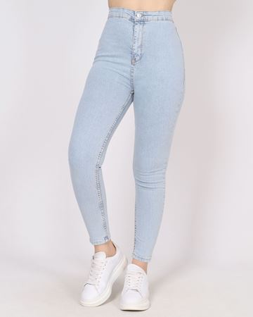 Açık Kar Yıkama Yüksek Bel Skinny Jean PNT759