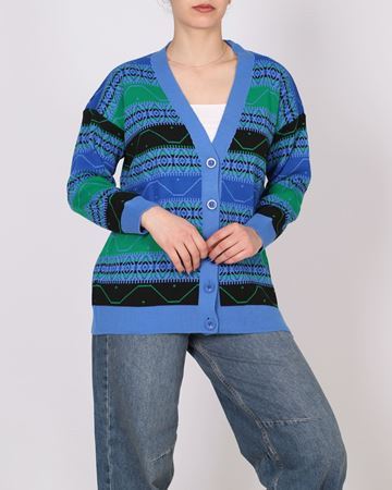 Mavi Desenli Triko Hırka HRK539