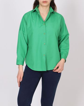 Yeşil Terikoton Oversize Gömlek GML144