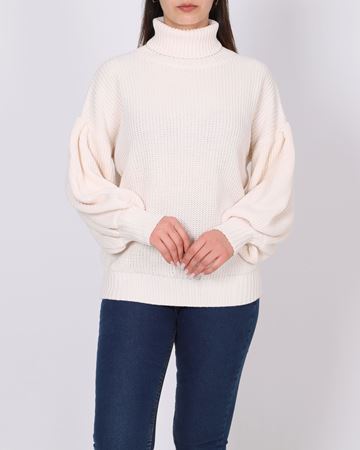 Ekru Balon Kol Boğazlı Kazak KZK641