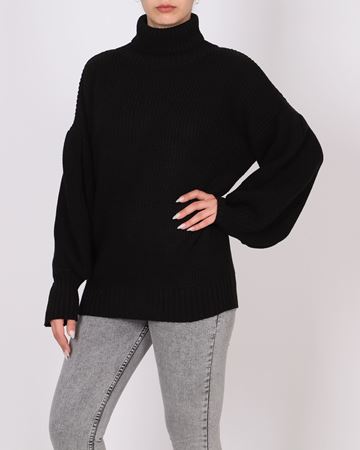 Siyah Balon Kol Boğazlı Kazak KZK642